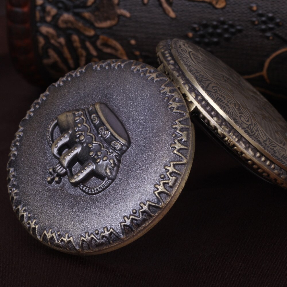 Brons Fob Horloge Antieke Vintage Kroon Zakhorloge Ketting met Ketting Klok