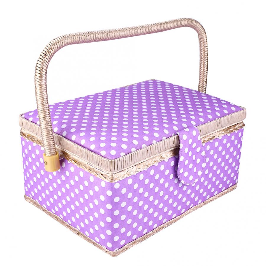 Panier de couture fait à la main, boîte de rangement d&#39;aiguilles de fil artisanal en tissu domestique, organisateur de fournitures de couture