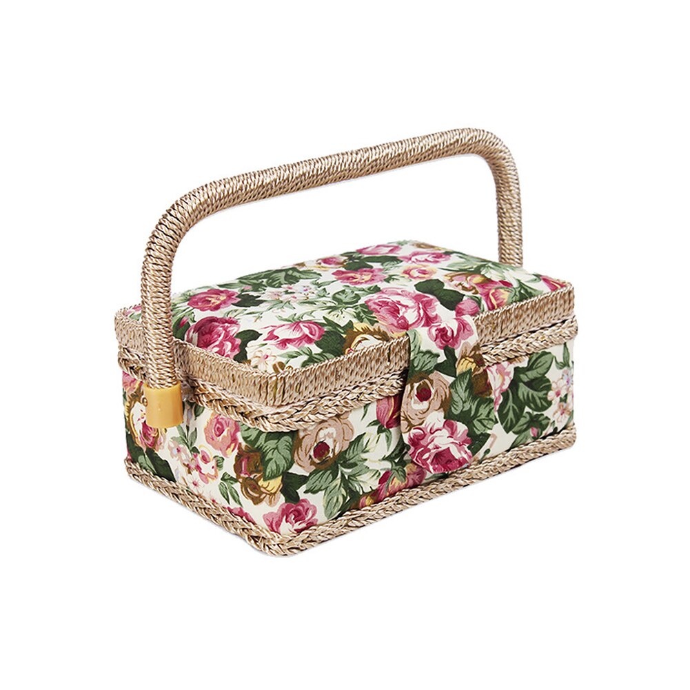 Craft Sewing Tool Needle Thread Basket Fabric Household 3 Colors Sewing Box Organizer with Sewing Accessories: C