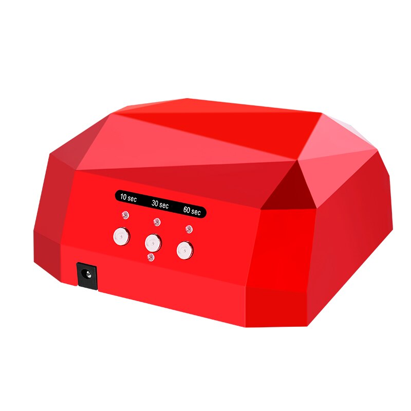 Sun 36W, lámpara de uñas UV y LED mejorada con diamantes para uñas, lámpara de uñas en forma de diamante, curado para esmalte de uñas en Gel UV: RED