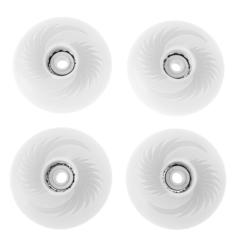 4 pièces planche à roulettes clignotant rouleau PU magnétique éclairer les roues de patins pour patins à roues alignées: 72mm White
