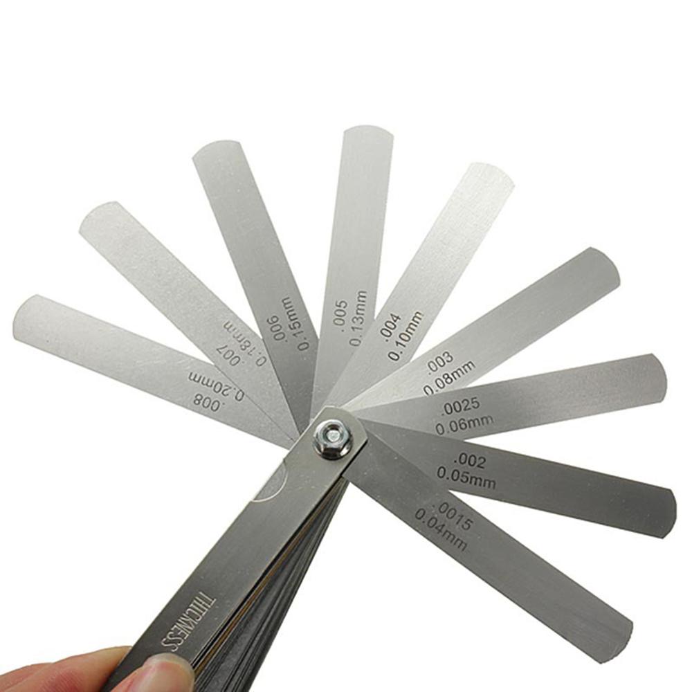 Sonda de calibre 32 Uds., medidor de espesor, relleno de huecos, 0,04-0,88mm, herramienta de medición de lámina de cobre Imperial y métrica plegable de acero inoxidable
