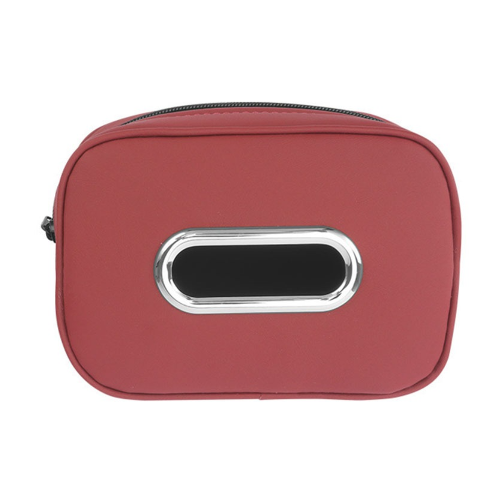Multifunctional Car Tissue Box Zipper PU Leather Car Napkin Holder with Fix Strap Paper Box Backseat Tissue Case: Gold
