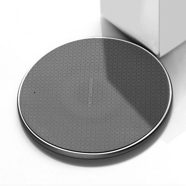 Ankndo qi draadloze oplader 10w ultradunne draadloze oplaadpad voor iphone samsung xiaomi mobiele telefoon snellaadladers: Zwart