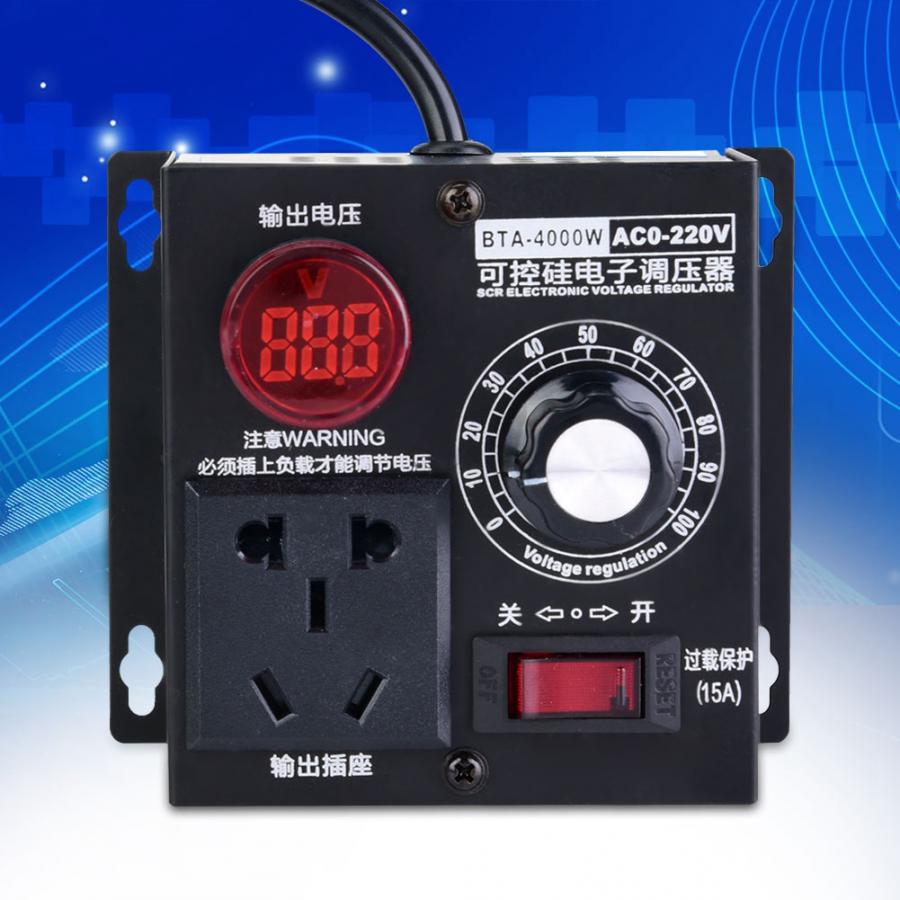 SCR Voltage Regulator Controller AC 220V 4000W SCR Voltage Regulator Motor Fan Speed Controller Dimmer