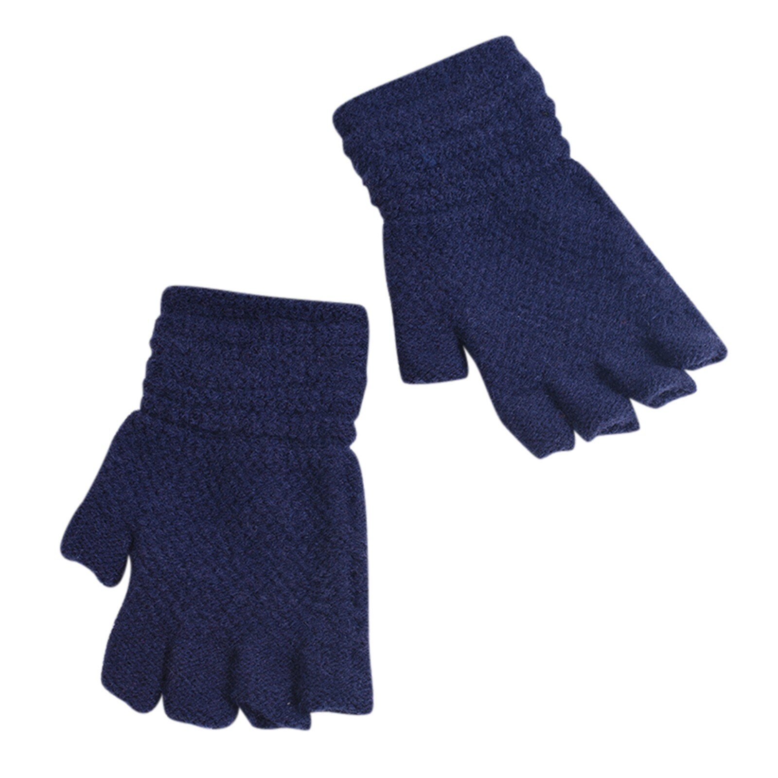 Enfant en bas âge bébé filles garçons hiver solide tricoté sans doigts mitaines gants: Navy 