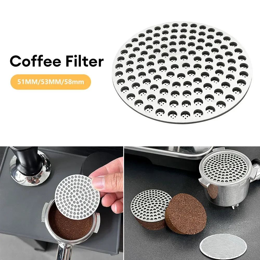 51/53/58mm Metal Double Coffee Filter Reusable Fine Mesh Heat Resistant Coffee Puck Screen Espresso Accessories