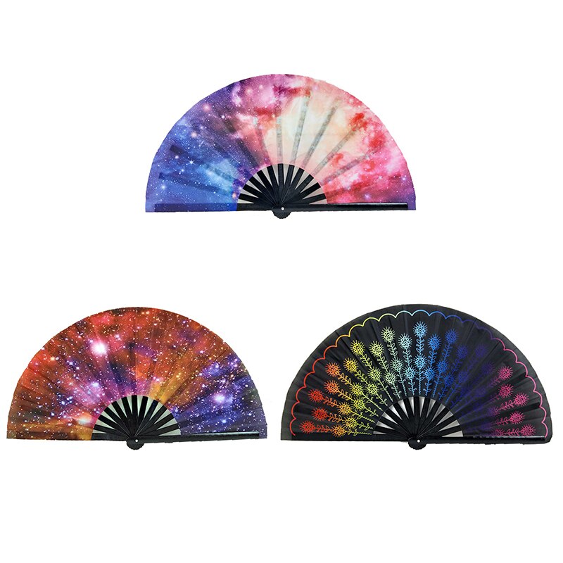 1pc Large Folding Hand Fan Fold Dot Rainbow Print Festival Handheld Fan 33cm Large Folding Hand Fan Handheld Fan For