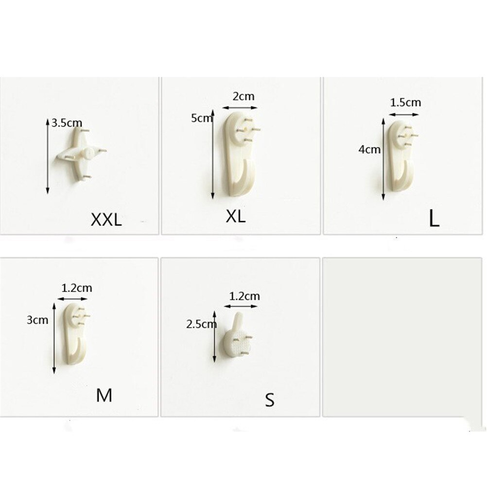 Plastic Multi Function Invisible Wall Mount Photo Picture Frame Clock Mirror Nail Hook Hanger Seamless Nail White