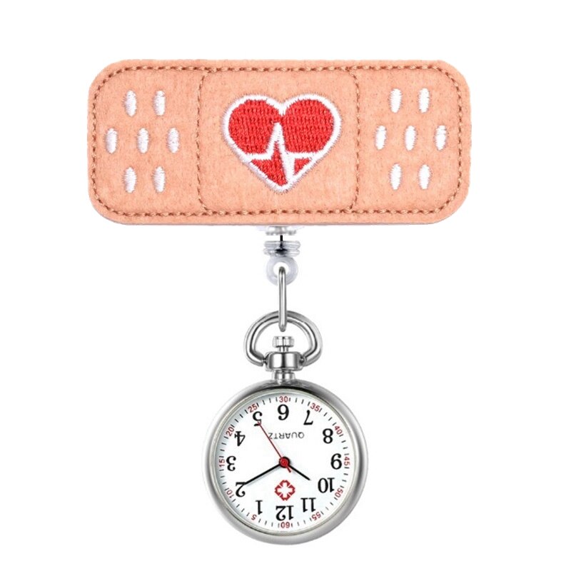 Montres de poche à Clip, joli sourire amour cœur dessin animé infirmière médecin hôpitaux broche Badge rétractable bobine horloge à quartz