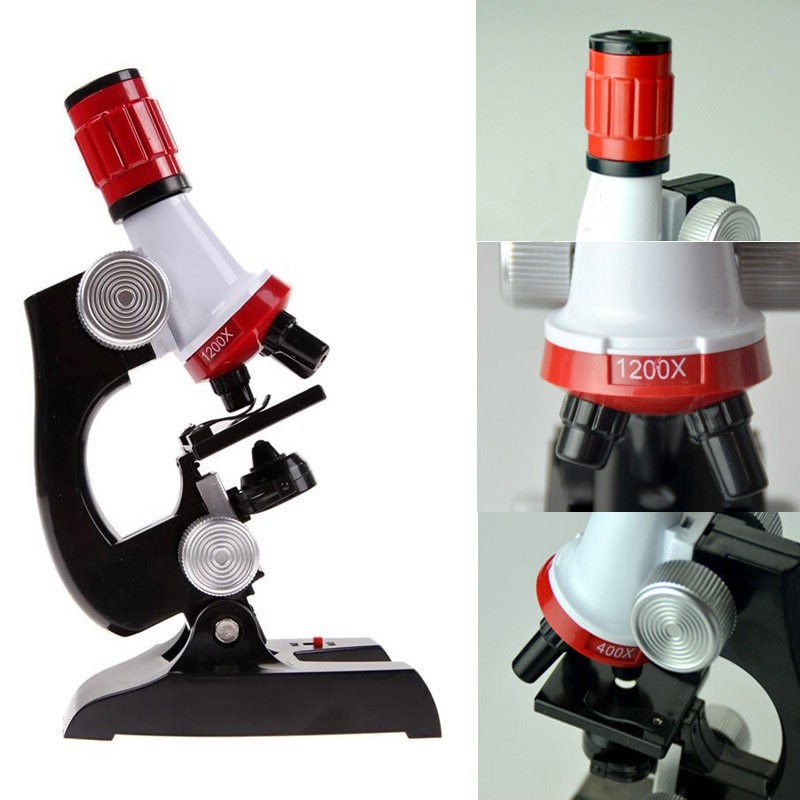 Kids Stereo Science Microscope 1200x Zoom Biological Microscope Kit Refined Scientific Instruments Educational Toy For Child