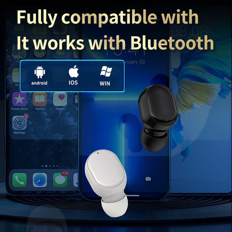 S8 sans fil dans l'oreille Mini Bluetooth écouteurs avec Microphone sport unique oreille réduction du bruit musique universel écouteurs