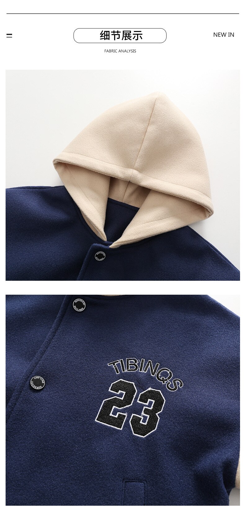 Cappotto con cappuccio da bambino autunno inverno 8 10 12 anni cappotto di lana addensato per bambini