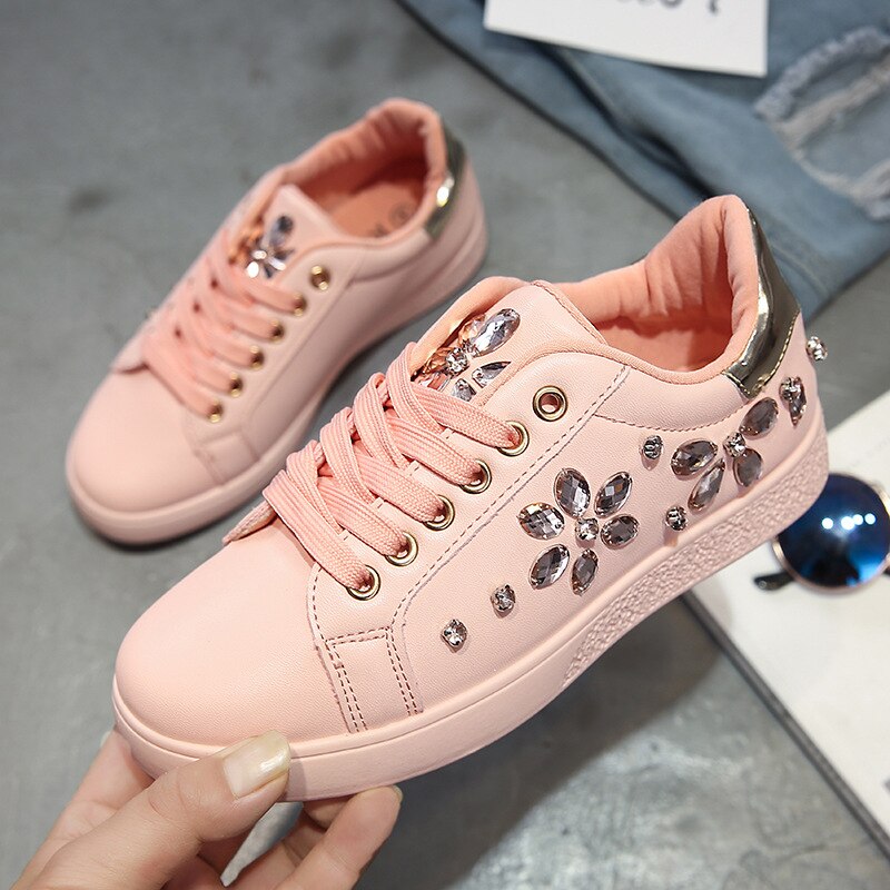 Fujin – Espadrilles en cuir souple avec perles et strass pour femmes, chaussures plates, mocassins, baskets de fête,