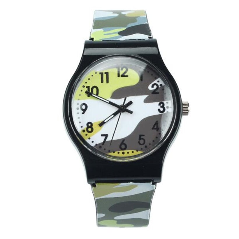 Kinderen Relogio Masculino Camouflage Horloge Quartz Horloges Voor Meisjes Jongen Voor Kinderen Saat: YELLOW