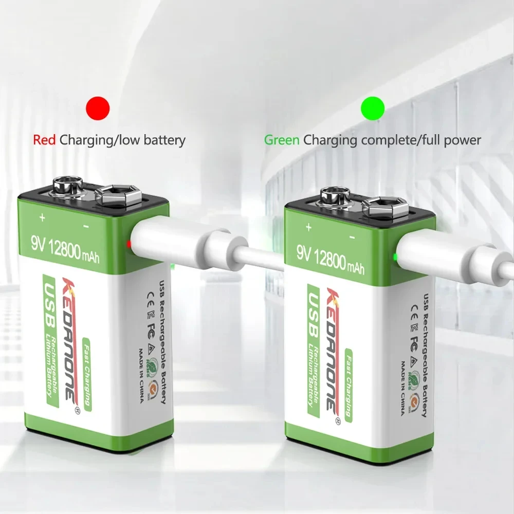 9V 12800mah Lithium-Ionen-Akku Typ-C USB-Akku 9V Lithium für Multimeter Mikrofon Spielzeug Fernbedienung KTV