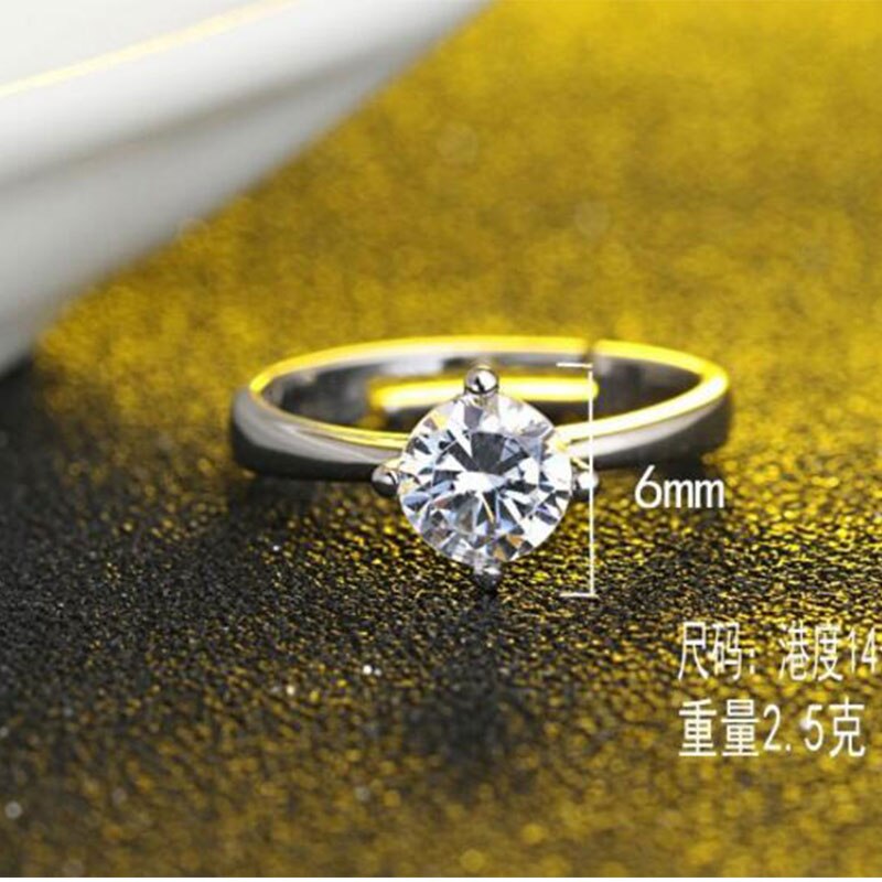 Anenjery moda quente clássico anel de casamento cor prata 6mm aaa cz zircão anéis para feminino anillos redimensionável S-R178
