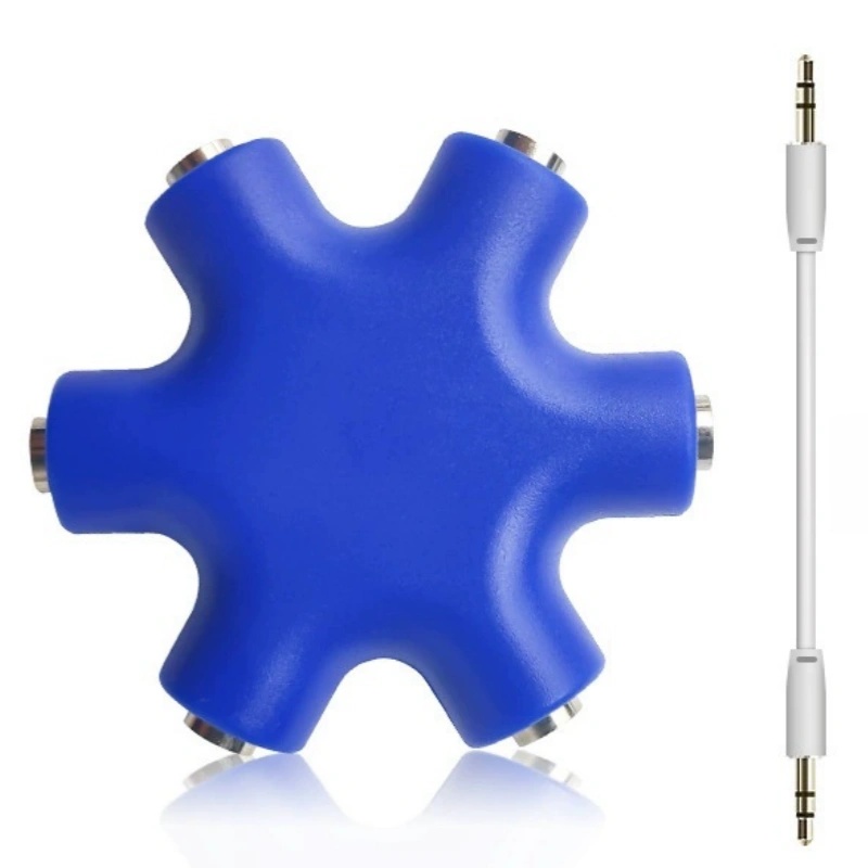 Répartiteur Audio 3.5mm avec câble adaptateur, 1 mâle à 5 femelles, câble séparateur Audio pour écouteurs, convertisseur de sortie sonore Aux multi-ports: Violet