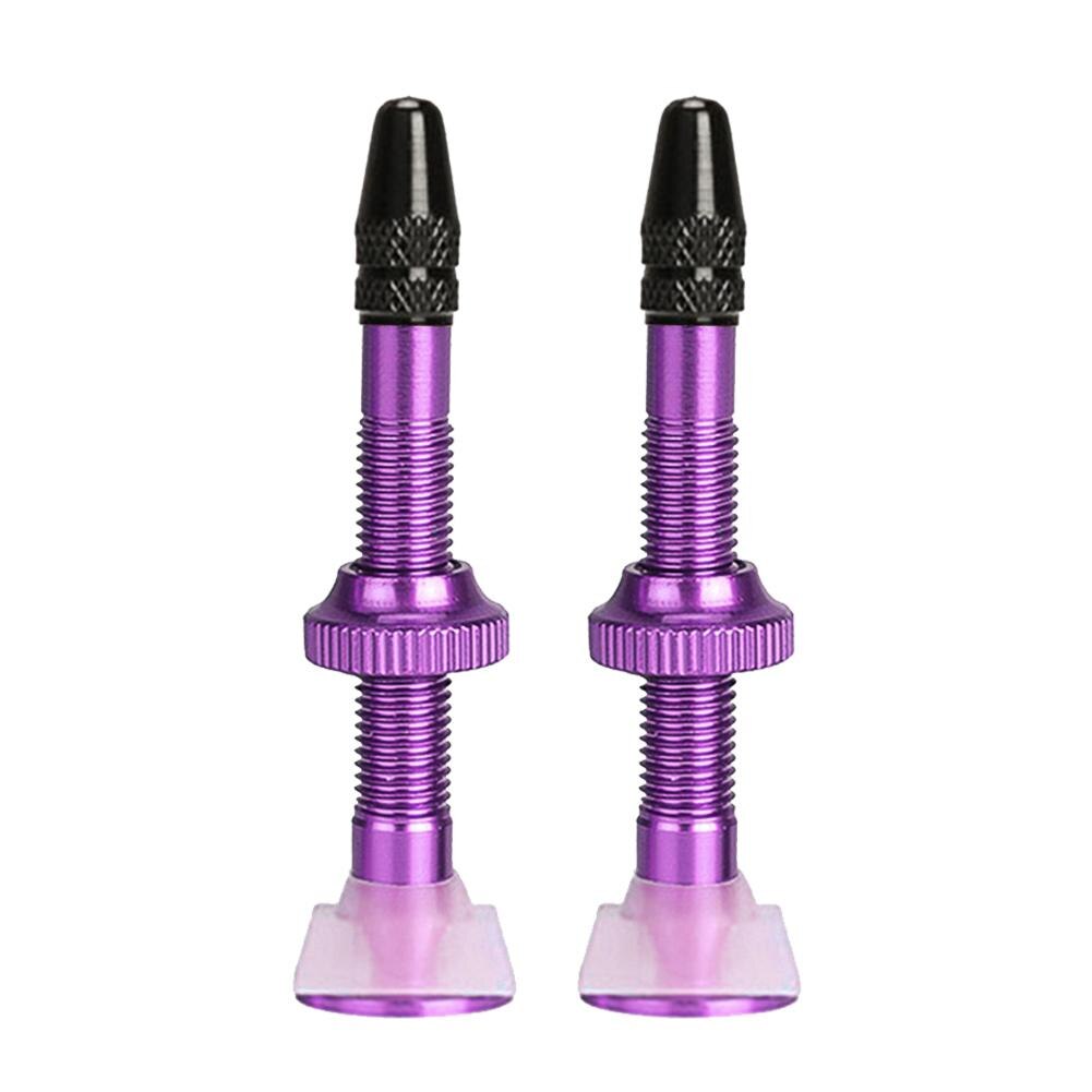 2 Stuks 40Mm/60Mm Mtb Fiets Extender Presta Ventielen Voor Bike Tubeless Tire Core Aluminium Klep fiets Reparatie Accessoires: 40mm 2pcPurple