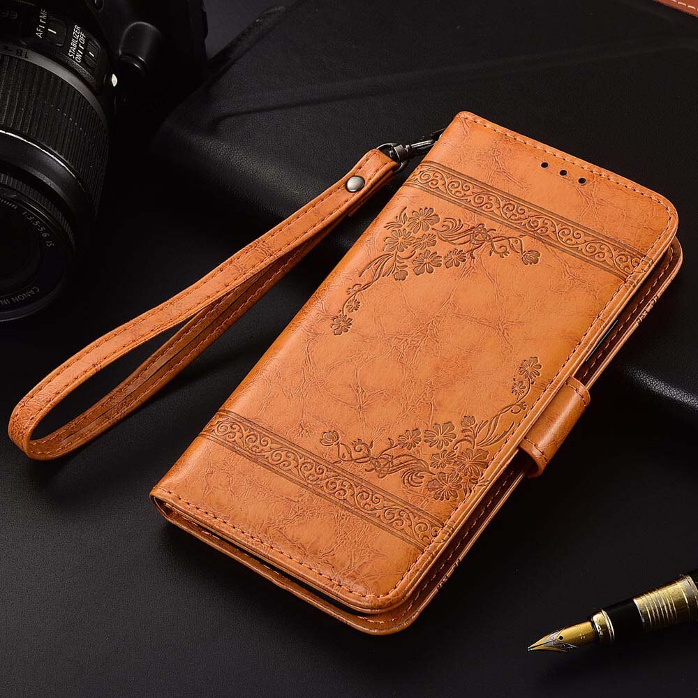 Flip Leather wallet Case For Huawei Honor 7A DUA-L22 7 A Russia 5.45'' cases Printed Flower case Soft TPU back case Fundas: oil yellow