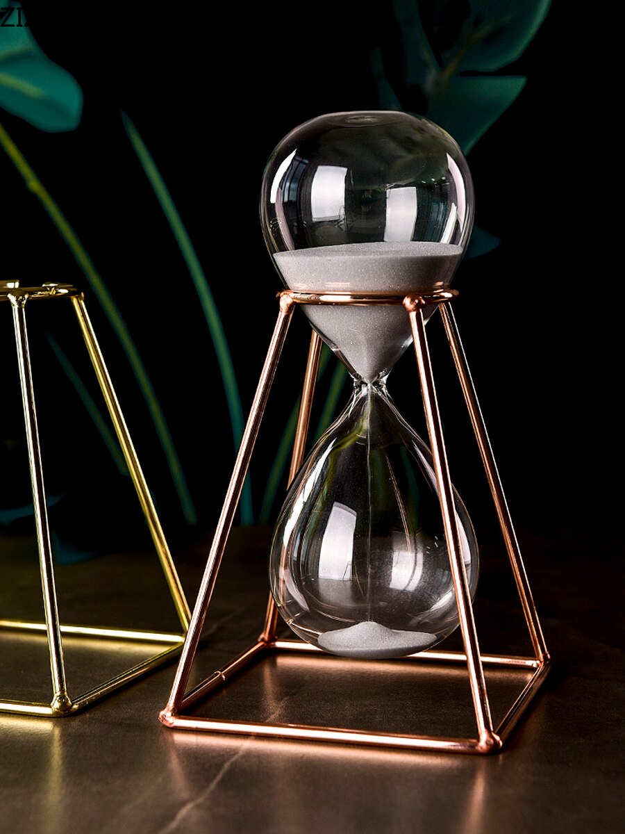 Metal Hourglass Timer 30 Minutes Modern Art Ornament Glass Timing Hourglass Office Living Room Desktop Home Decoration