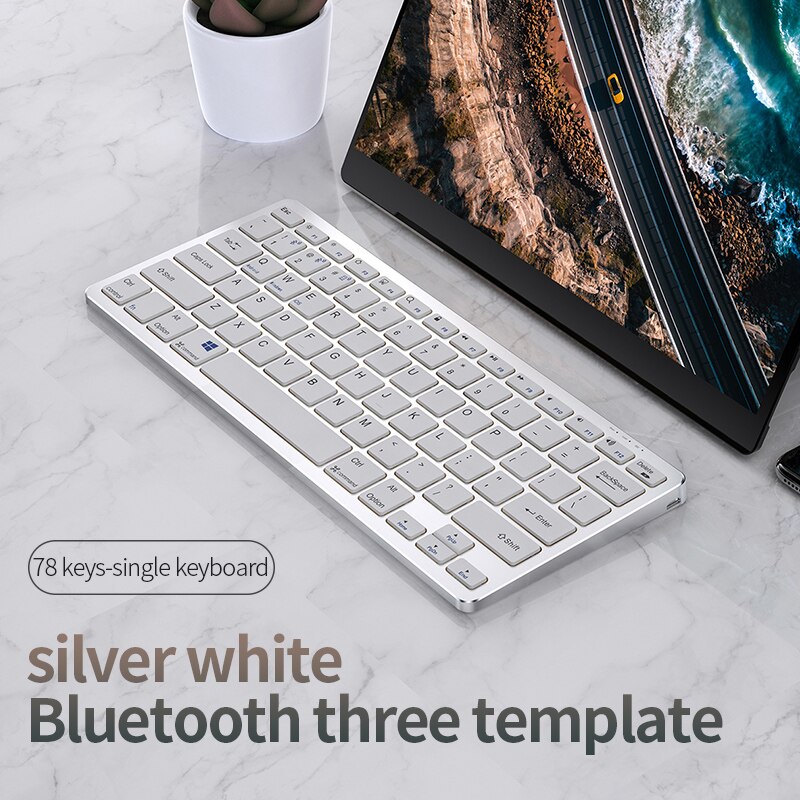 Keyboard and Mouse Set Bluetooth-compatible Slim Rechargeable USB Keyboard Mouse Combo for iPad Mac Android PC Laptop All-in-one: 78 Keys white