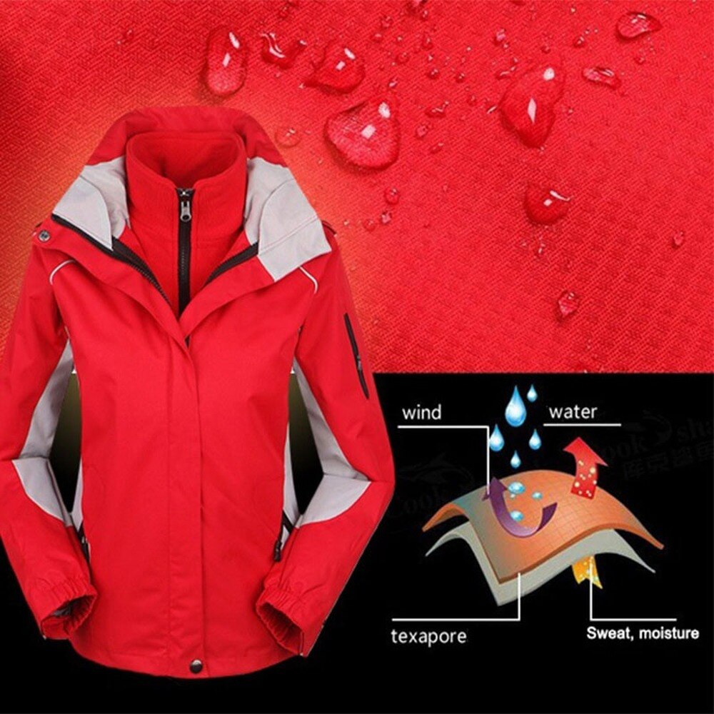 Veste de neige 2 en 1 pour femme, manteau imperméable, coupe-vent, pour l'extérieur, escalade, randonnée, hiver