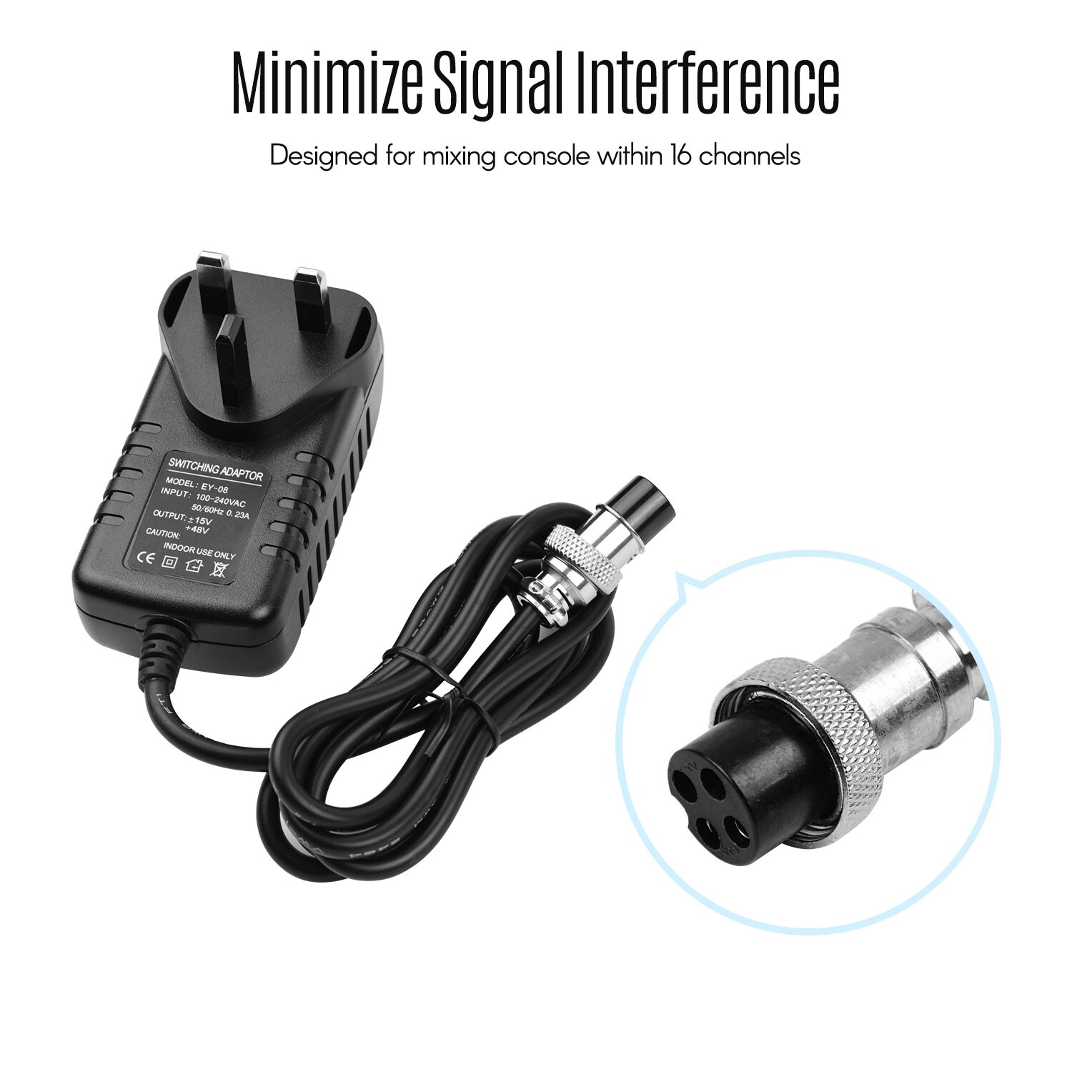 Mixing Console Mixer Power Supply AC Adapter 15V 230mA Universal 4-Pin Round Connector: UK Plug