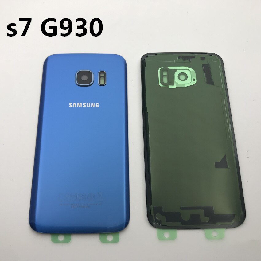 Samsung Galaxy S7 G930 S7 edge G935 cubierta trasera de la batería carcasa de la puerta + oído de la Cámara de cristal lente MARCO DE REPUESTO piezas de reparación: s7 Coral blue