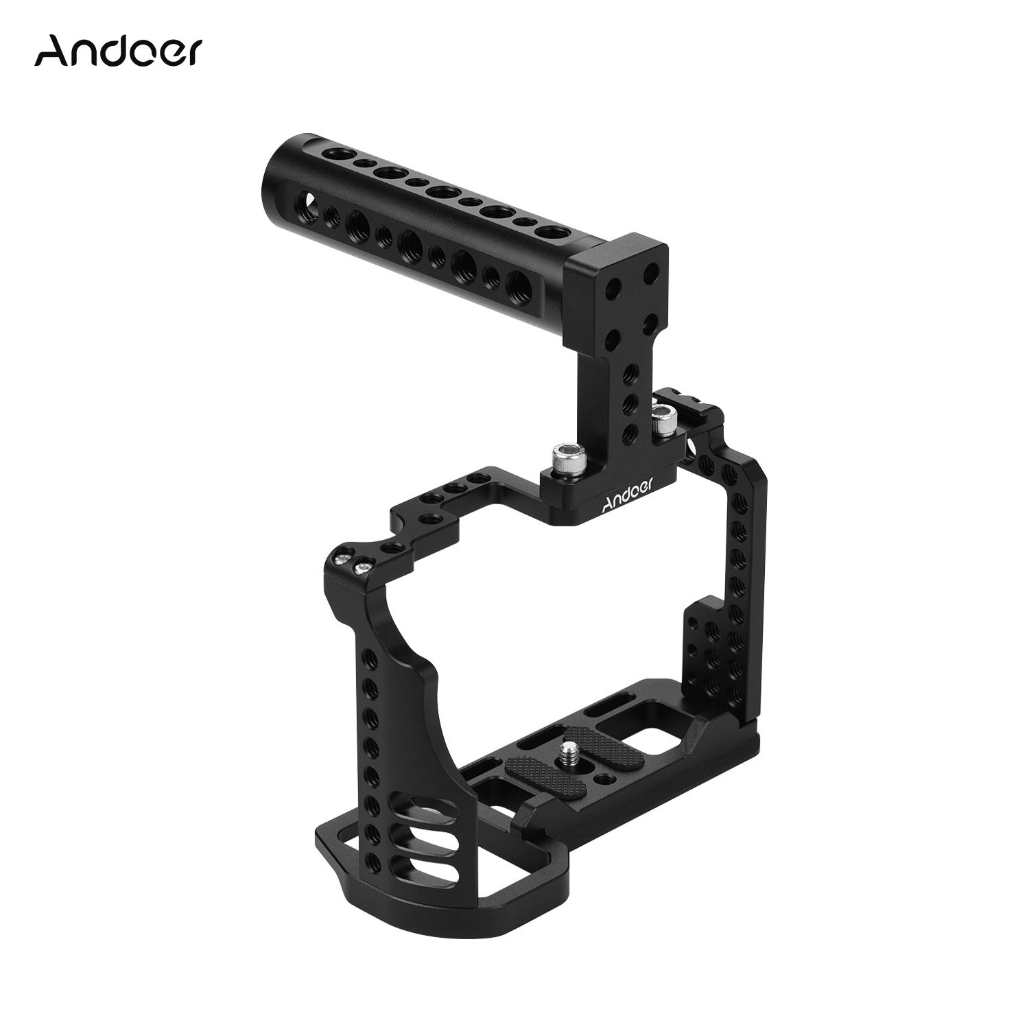 Andoer Video Camera Cage + Top Handvat Kit Aluminium Met Koud Shoe Mount 1/4 Inch 3/8 Inch Schroef Gaten voor Sony A7R4 A7R Iv