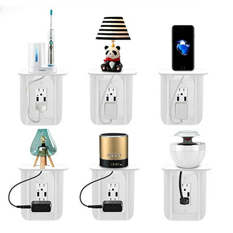 Multi Function Wall Mount Shelf Stand Outlet Phone Tablet Charging Holder Socket Bracket