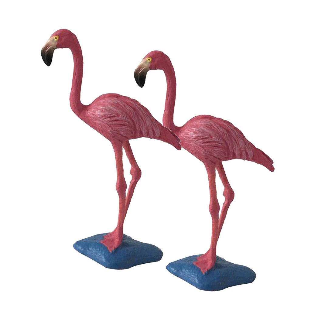2PCS Realistic Red Flamingo Bird Model Figure Model Home Ornaments