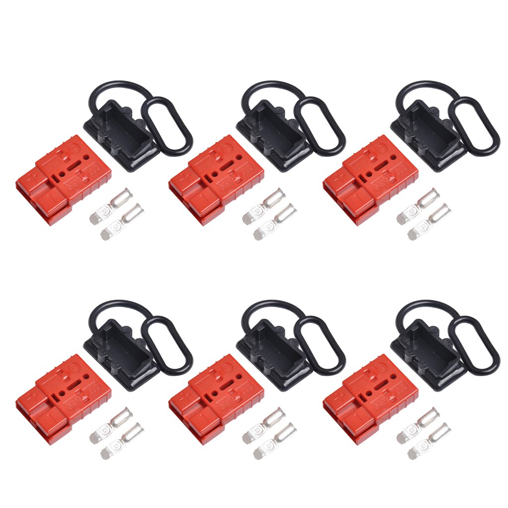 6pcs 6-Gauge 50A Battery Cable Quick-Connect/Disconnect Plug Kit Recovery ATV QUAD Winch Trailer 12-36V DC