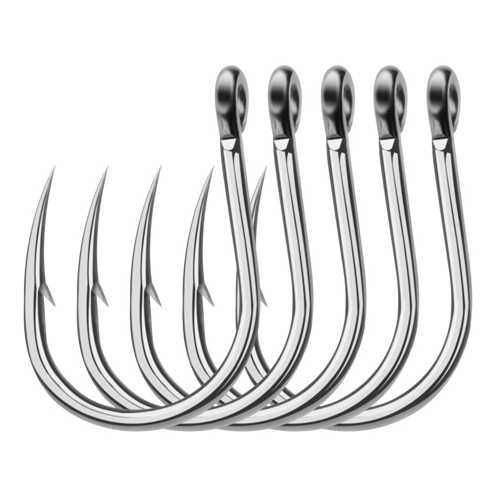 20pcs Saltwater Fishing Hook Jigging Hook 1/0#-13/0# Stainless Barbed Steel Fishhook with Hole for Fishing Accessories Pesca