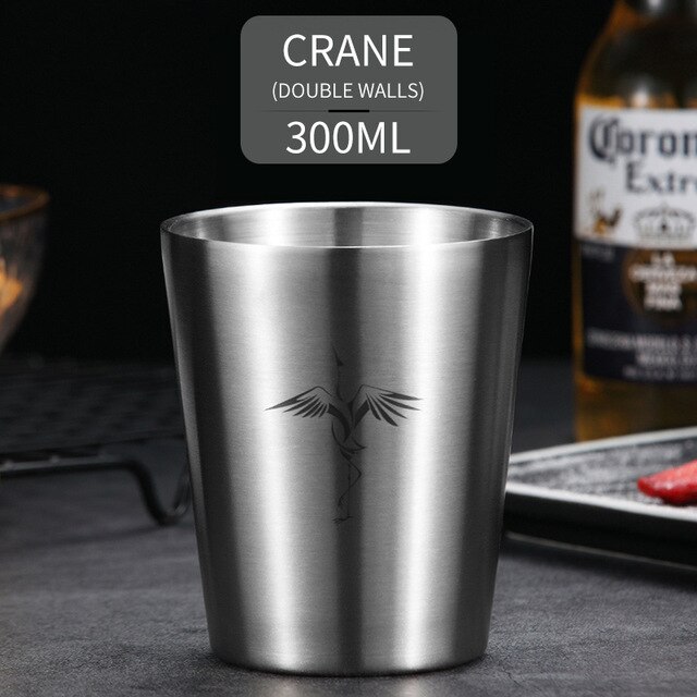 304 Stainless Cute Pattern Beer Mug Steel Beer Cup Coffee Mug With Double Wall Kitchen Drinkware For Kids Water Mug: Double Wall C