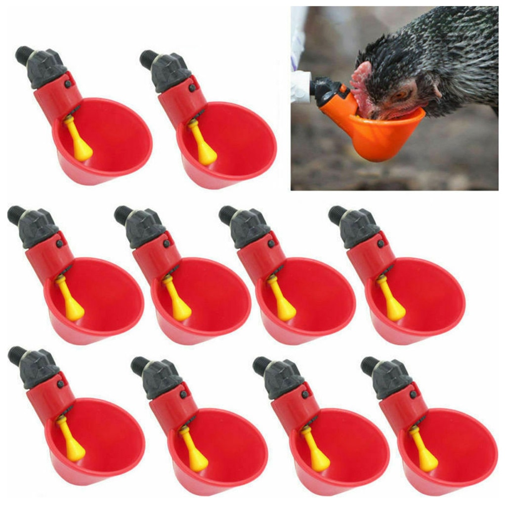 5/10PC Chicken Waterer drinkers Poultry Water Drinking Cups- Chicken Hen Plastic Automatic Drinker Birds Drinking Bowls Water
