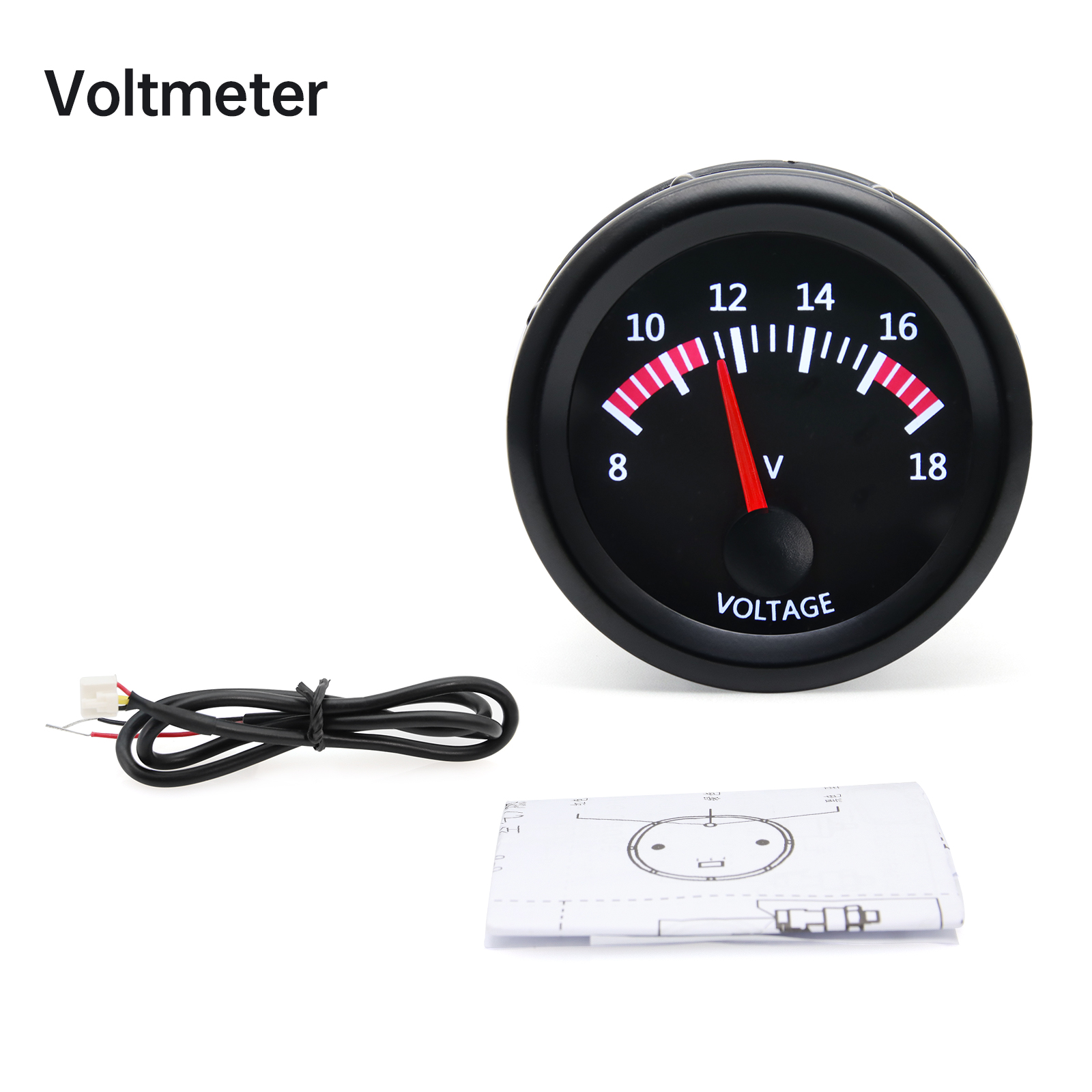 Para coche de gasolina 12V 52mm medidor de coche Universal Auto temperatura de agua temperatura de aceite prensa de aceite medidor de voltios de combustible con Sensor soporte negro: Oro