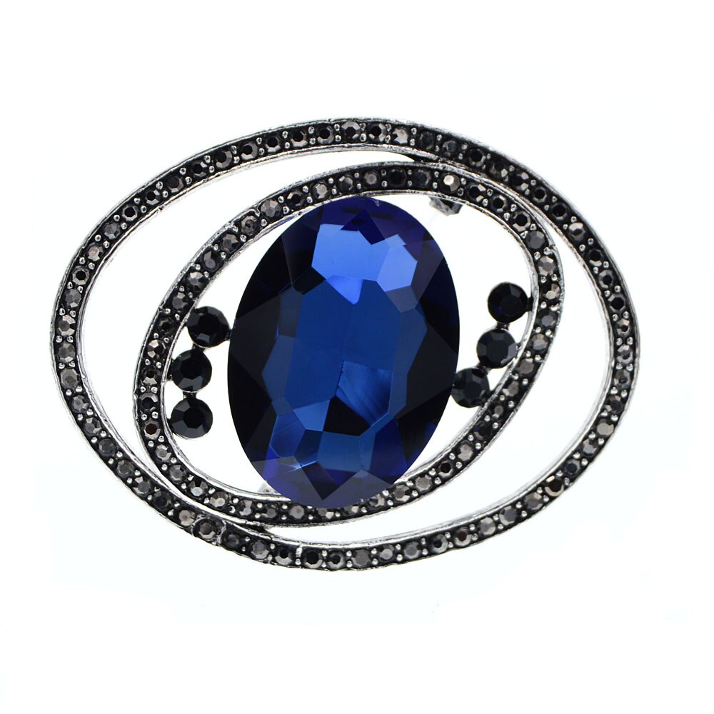 Cindy xiang vintage ovil broches para as mulheres de cristal bonito brilhante casaco pino moda jóias novo design alta qualidade: blue
