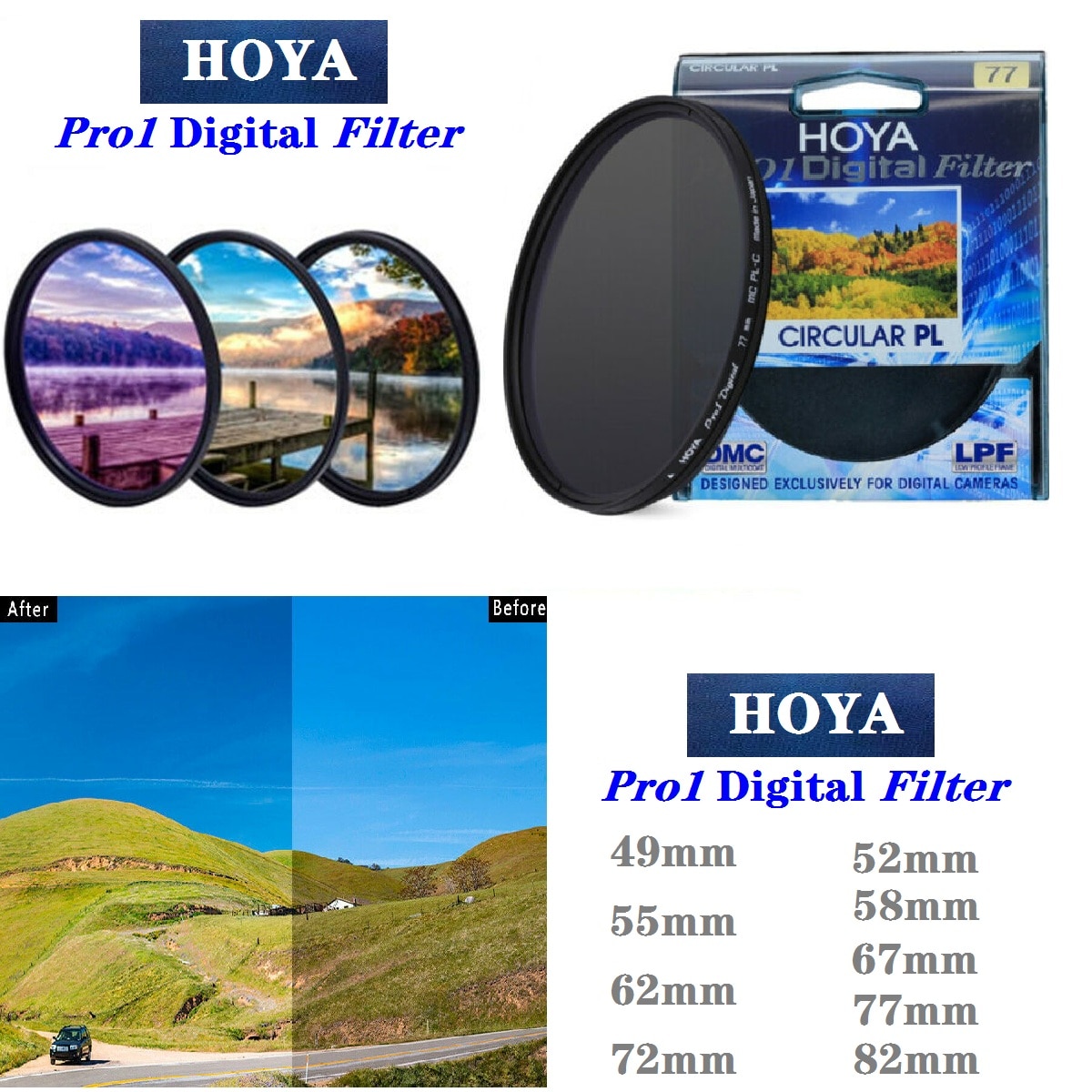 HOYA CPL 49 52 55 58 62 67 72 77 82mm Profi1 Digital CPL kreisförmig Polarisator Kamera Objektiv Filter für SLR Kamera