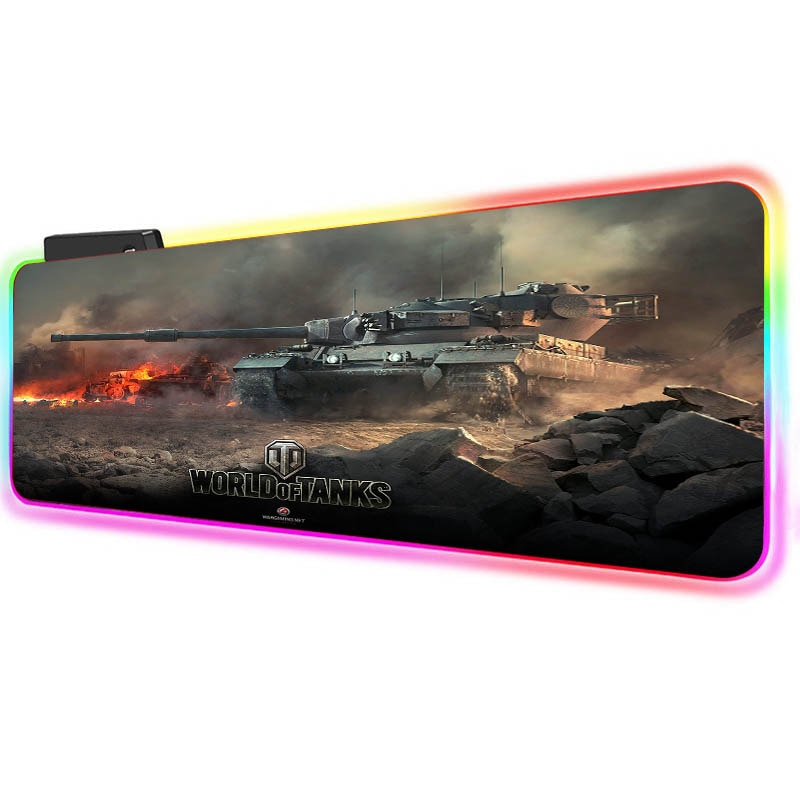 XGZ World of Tanks RGB Large Gaming Computer Gamer USB Wired LED Lighting Colorful Luminous Non-slip Mousepad Desk Pad Mice Mat