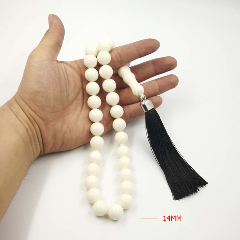Résine Tasbih grande taille Imitation ivoire couleur Misbaha 33 perles blanc musulman homme chapelet Mastkhan perles de prière bracelet islamique