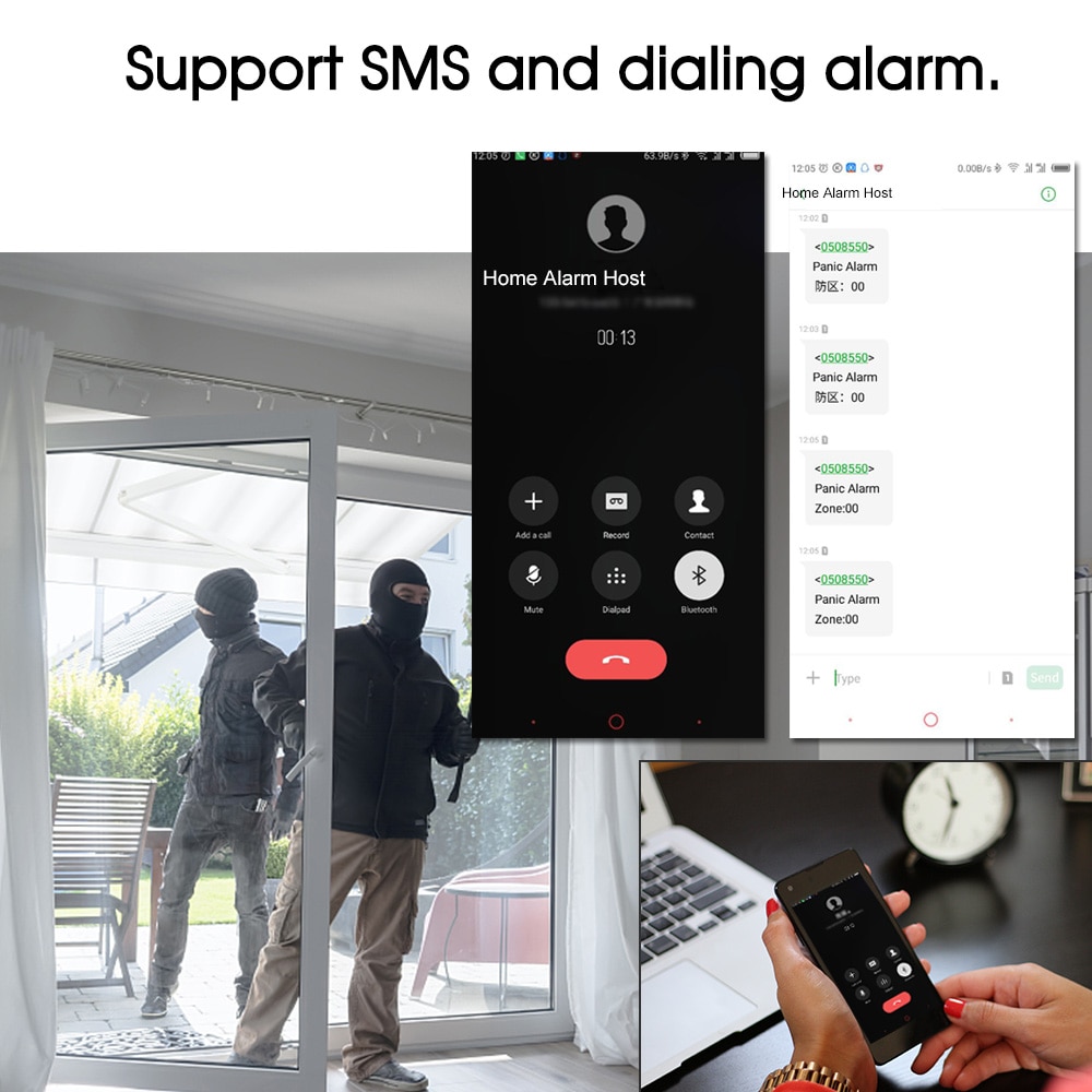 Trådløs gsm sms hjem tyverisikring alarm system detektor sensor kit telefon app fjernbetjening
