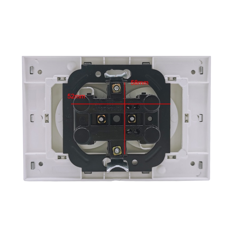 EU Two Socket White Acrylic Wall Schuko Socket Grounded 250V 10A Power Supply Wall Mount Charger Decorative Socket