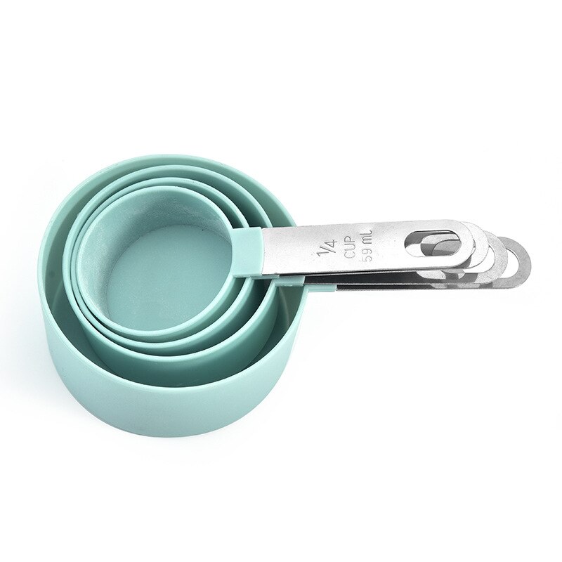 Cucharas multiusos/herramientas de medición de tazas, accesorios para hornear PP, utensilios de cocina con mango de plástico, 4 Uds.: 4pcs green cup