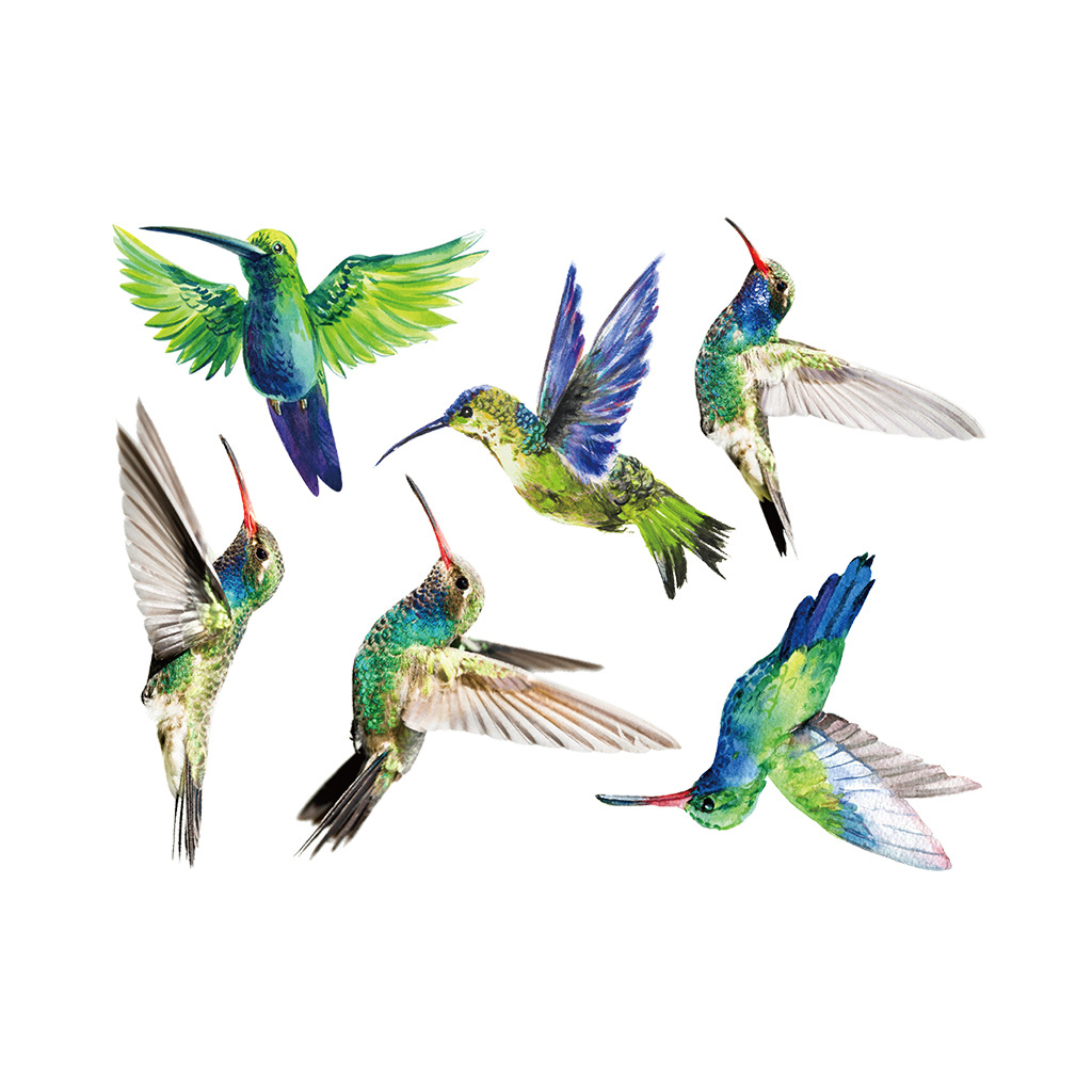 6pcs Hummingbird Wall Stickers Living room Bedroom Wall Decor Removable Vinyl Wall Decals Room Decoration Wardrobe Home Decor