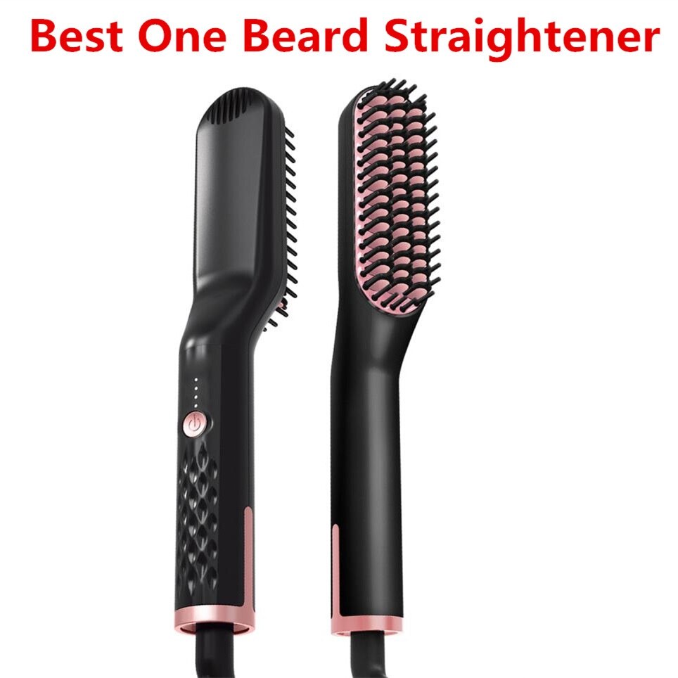 Hair Straightening Irons Beard Grooming kit Boy Multifunctional Men Beard Straightener Styling Multifunctional Hair Comb Brush: Black / UK