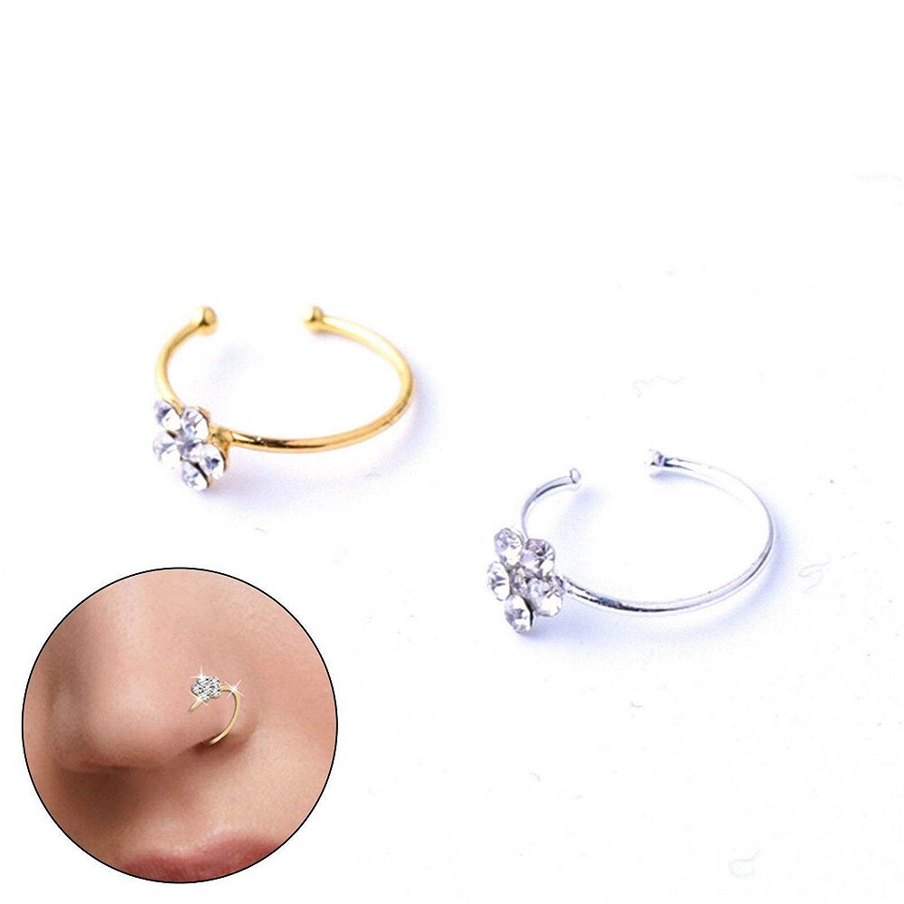 1 stück farbiger Titan-nasenring, goldfarbener körperclip Ich bin creolen-stil, glänzend, für damen-septum-durchbohren
