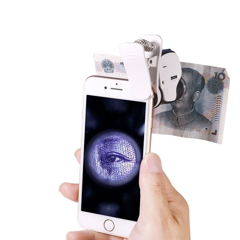 55x handy microscope magnifying glass with led light, universal mobile magnifying glass, macro lens, zoom camera clip