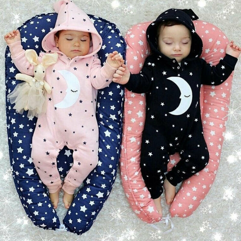 Babymeisje jongen 0-18m kind maan capuchon romper winter warme outfits kleding