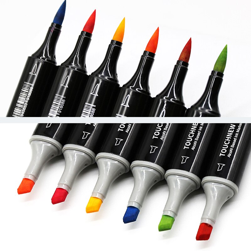 Touchnew Brush Markers Set Oil Soft Brush Pens Alcohol Markers Drawing Sketch Marker Art Supplies for Artist School Stationary